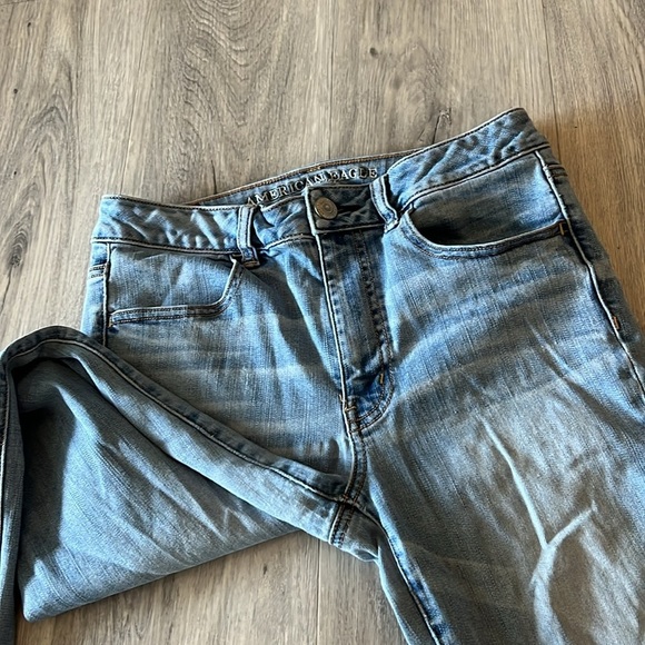🏁 American Eagle blue denim high rise jegging size 8 - Picture 6 of 12